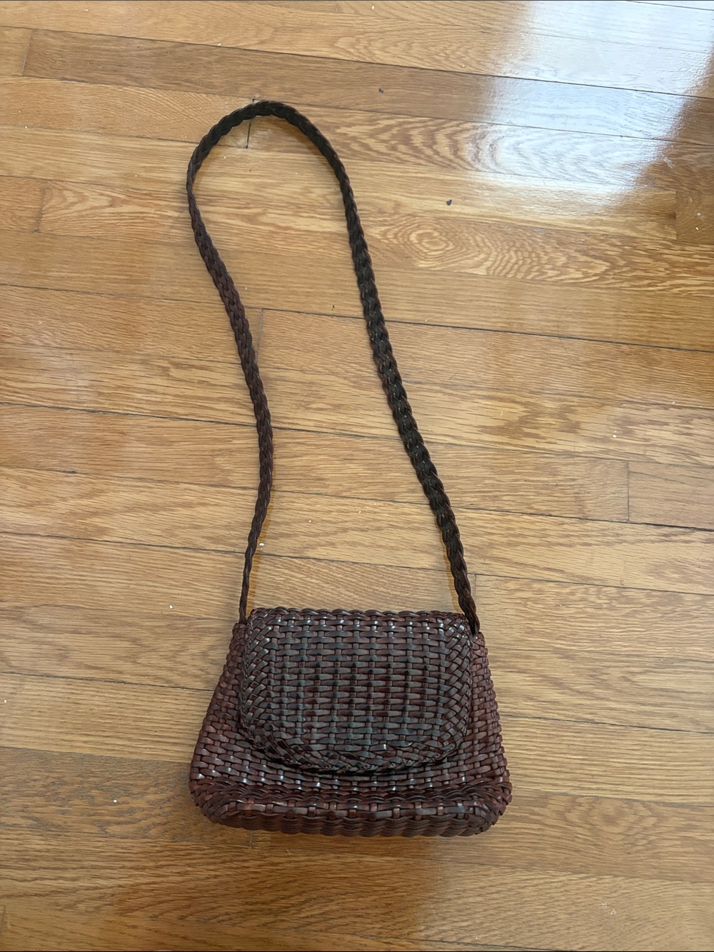 Cole Haan Leather Weave Crossbody Shoulder Bag in Brown